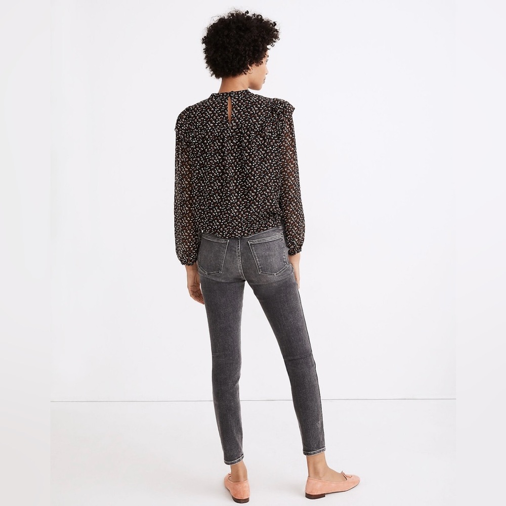 Madewell | Georgette Mockneck Ruffle-Yoke Puff-Sleeve Top | Women's Size XS - Picture 7 of 15